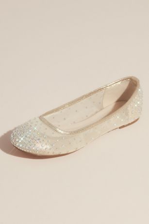 illusion toe cap crystal embellished ballet flats