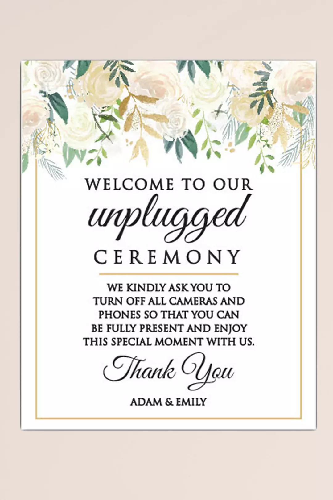 Unplugged Wedding Personalized Wedding Sign Image