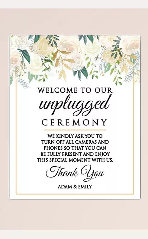 Unplugged Wedding Personalized Wedding Sign Image 1