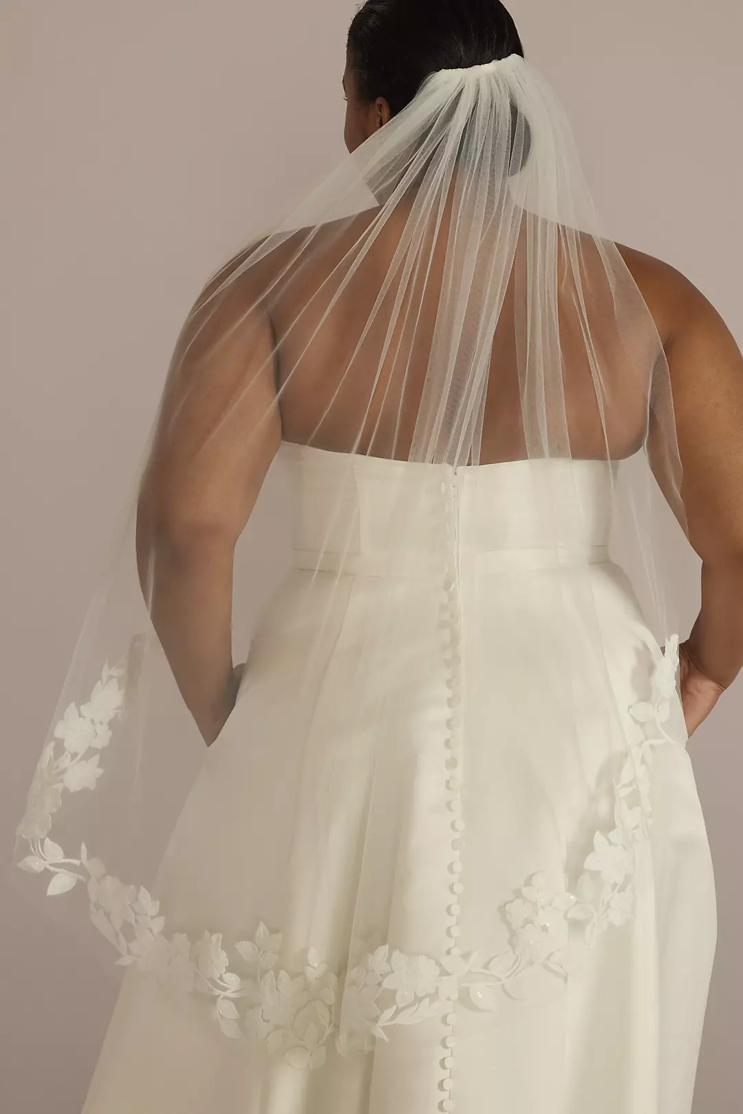 Lace-Trimmed Tulle Mid-Length Veil Image