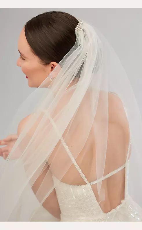 Tulle Mid-Length Veil with Rhinestone Comb