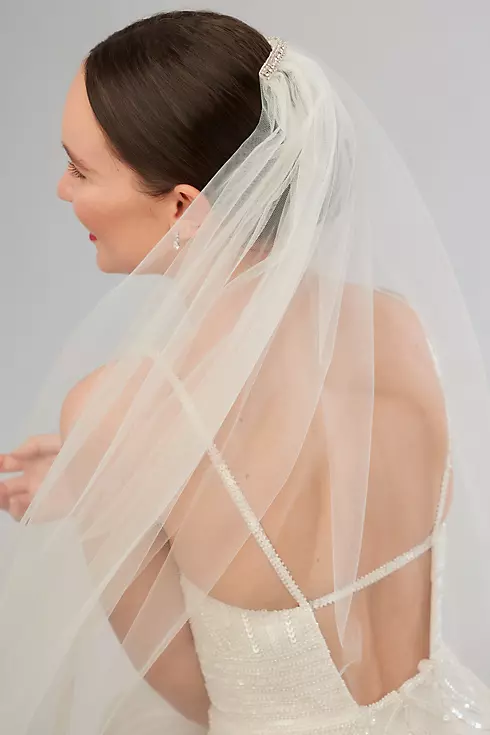 Tulle Mid-Length Veil with Rhinestone Comb Image 5