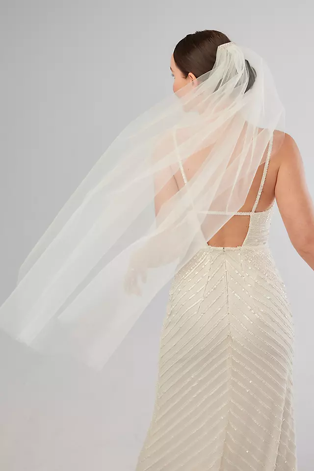 Tulle Mid-Length Veil with Rhinestone Comb Image 4