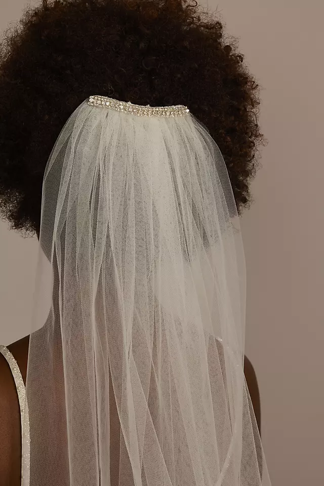 Tulle Mid-Length Veil with Rhinestone Comb Image 3