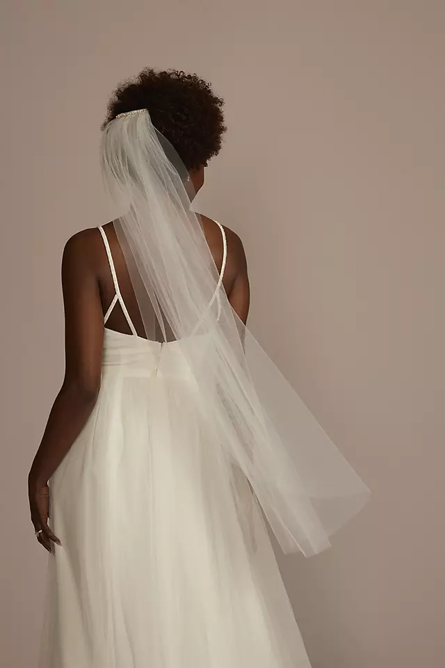 Tulle Mid-Length Veil with Rhinestone Comb Image 2