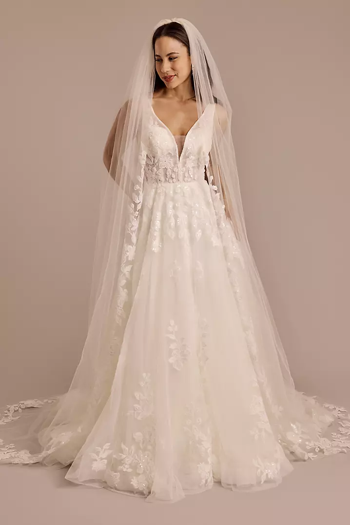 Popular Tulle Wedding Veil With Lace Appliques Popular Tulle Wedding Veil With Lace Appliques