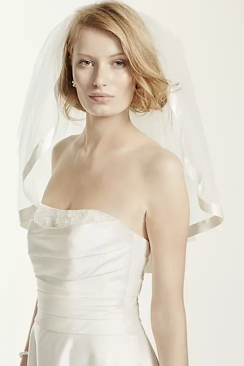 Satin Veil with Ribbon Trim and Blusher Image 2