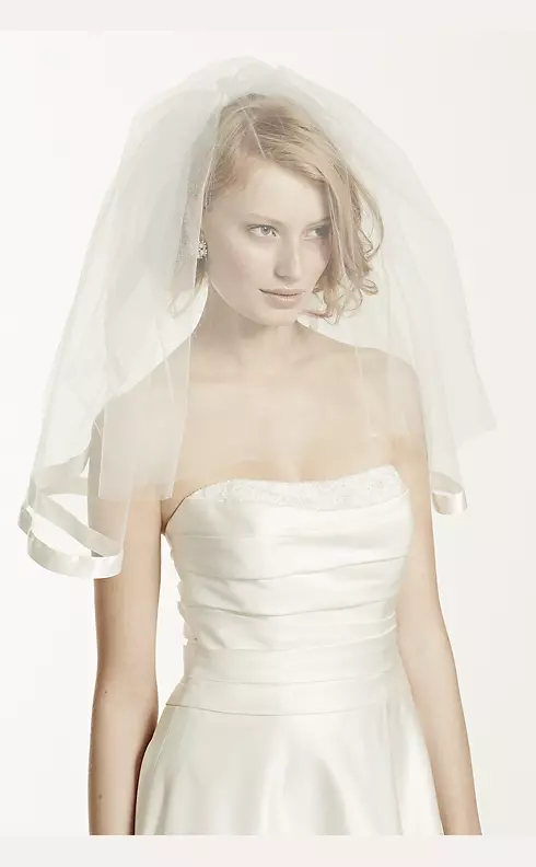 Satin Veil with Ribbon Trim and Blusher Image 1
