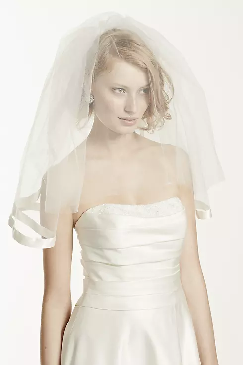 Satin Veil with Ribbon Trim and Blusher Image 1