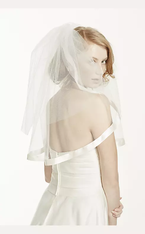 Satin Veil with Ribbon Trim and Blusher Image 4