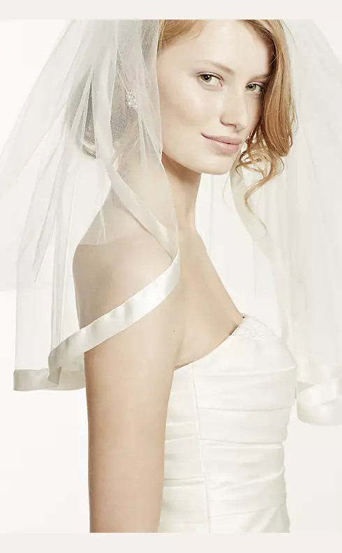 Satin Veil with Ribbon Trim and Blusher Image 3