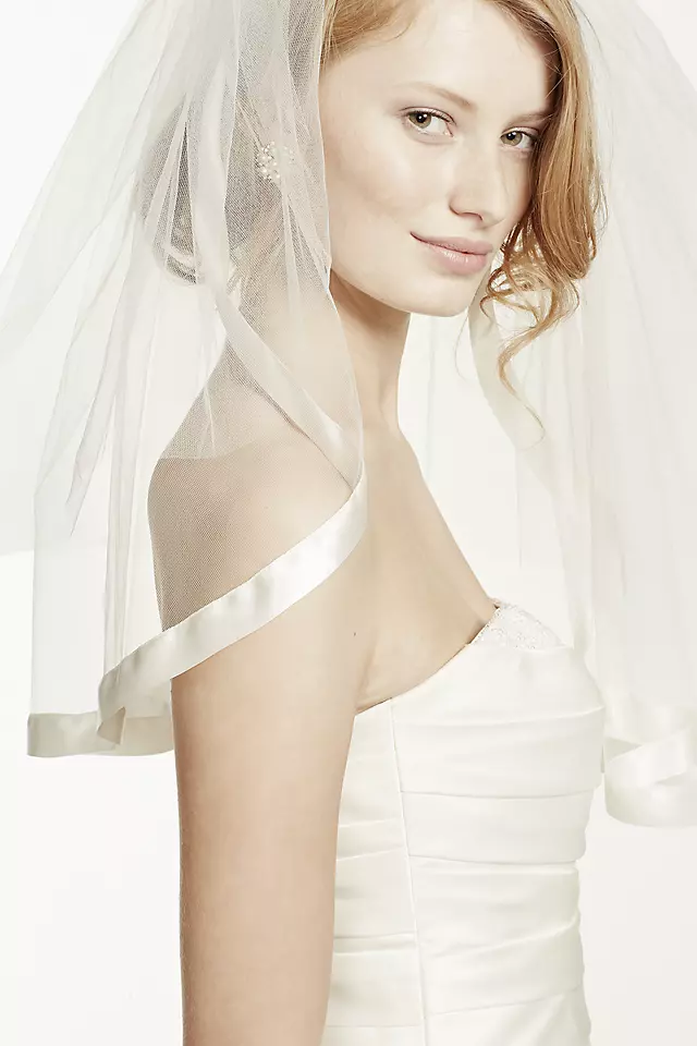 Satin Veil with Ribbon Trim and Blusher Image 3
