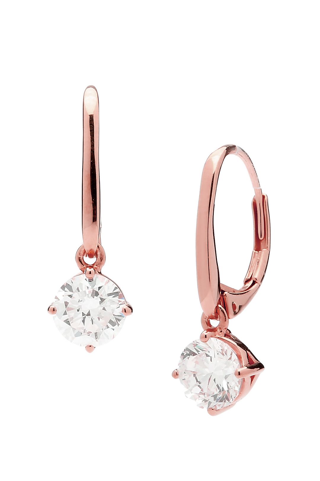 Round Cubic Zirconia Leverback Earrings Image 2