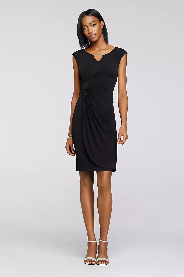 Keyhole Neckline Work Dress with Cap Sleeves | David's Bridal Keyhole Neckline Work Dress with Cap Sleeves | David's Bridal