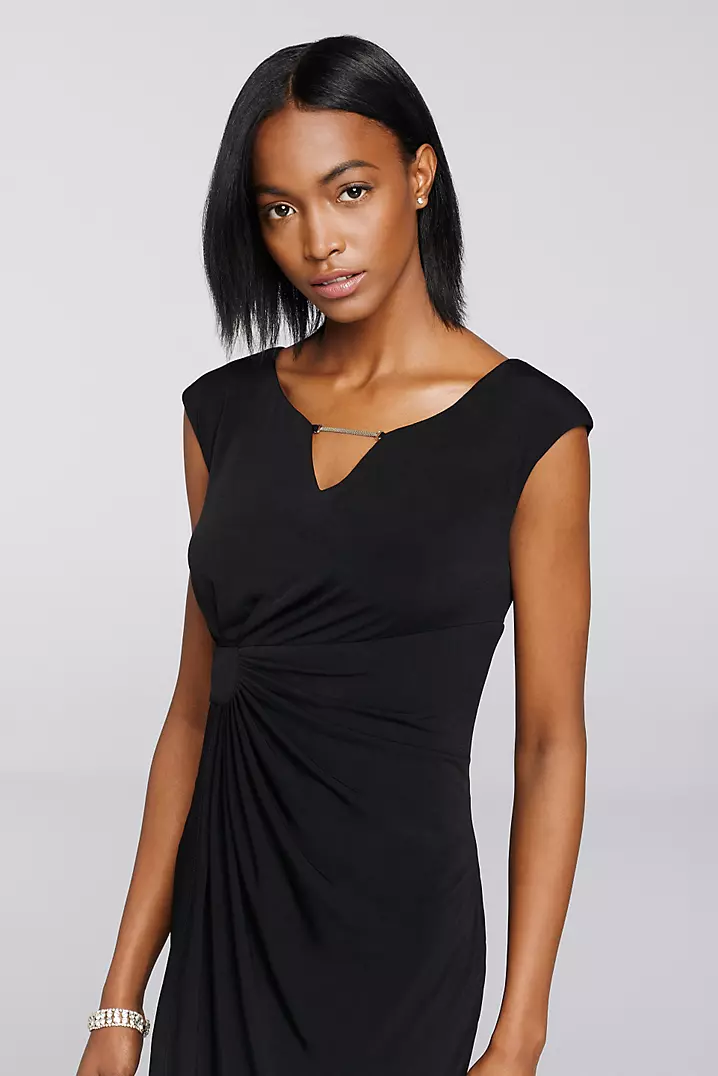 Keyhole Neckline Work Dress with Cap Sleeves | David's Bridal Keyhole Neckline Work Dress with Cap Sleeves | David's Bridal