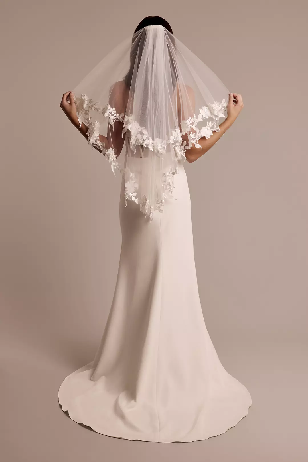Two-Tier Leafy Lace Edge Mid-Length Veil | David's Bridal Two-Tier Leafy Lace Edge Mid-Length Veil | David's Bridal