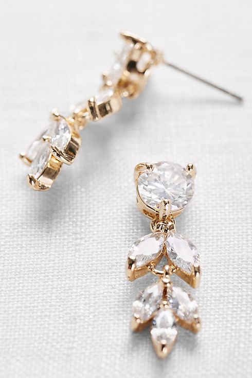 Solitaire and Marquise-Cut Cubic Zirconia Earrings Image 2