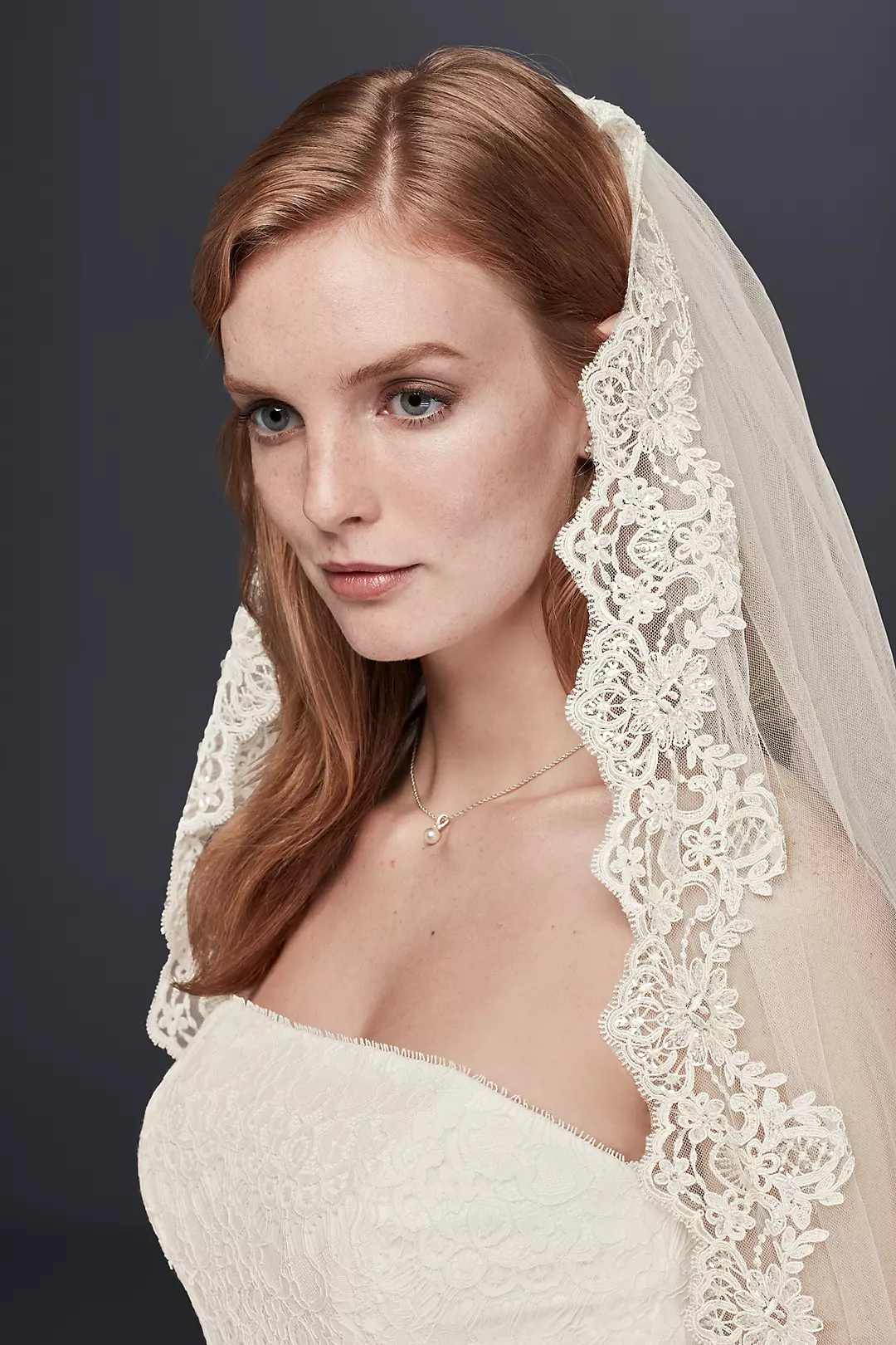 Corded Lace Cathedral Veil with Scalloped Edge Image 2