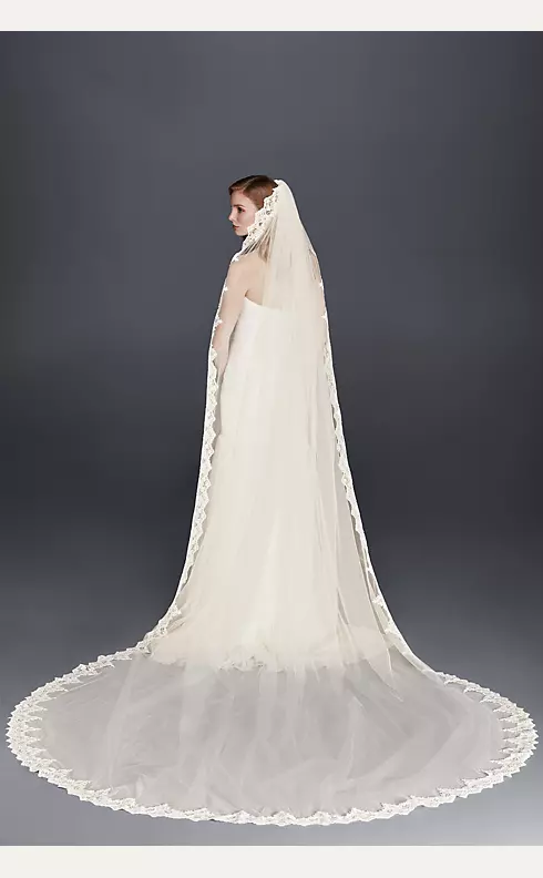 Corded Lace Cathedral Veil with Scalloped Edge Image 1