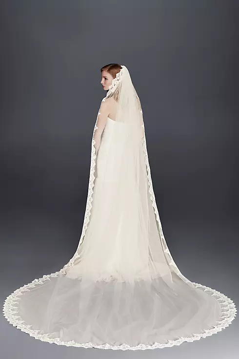 Corded Lace Cathedral Veil with Scalloped Edge Image 1