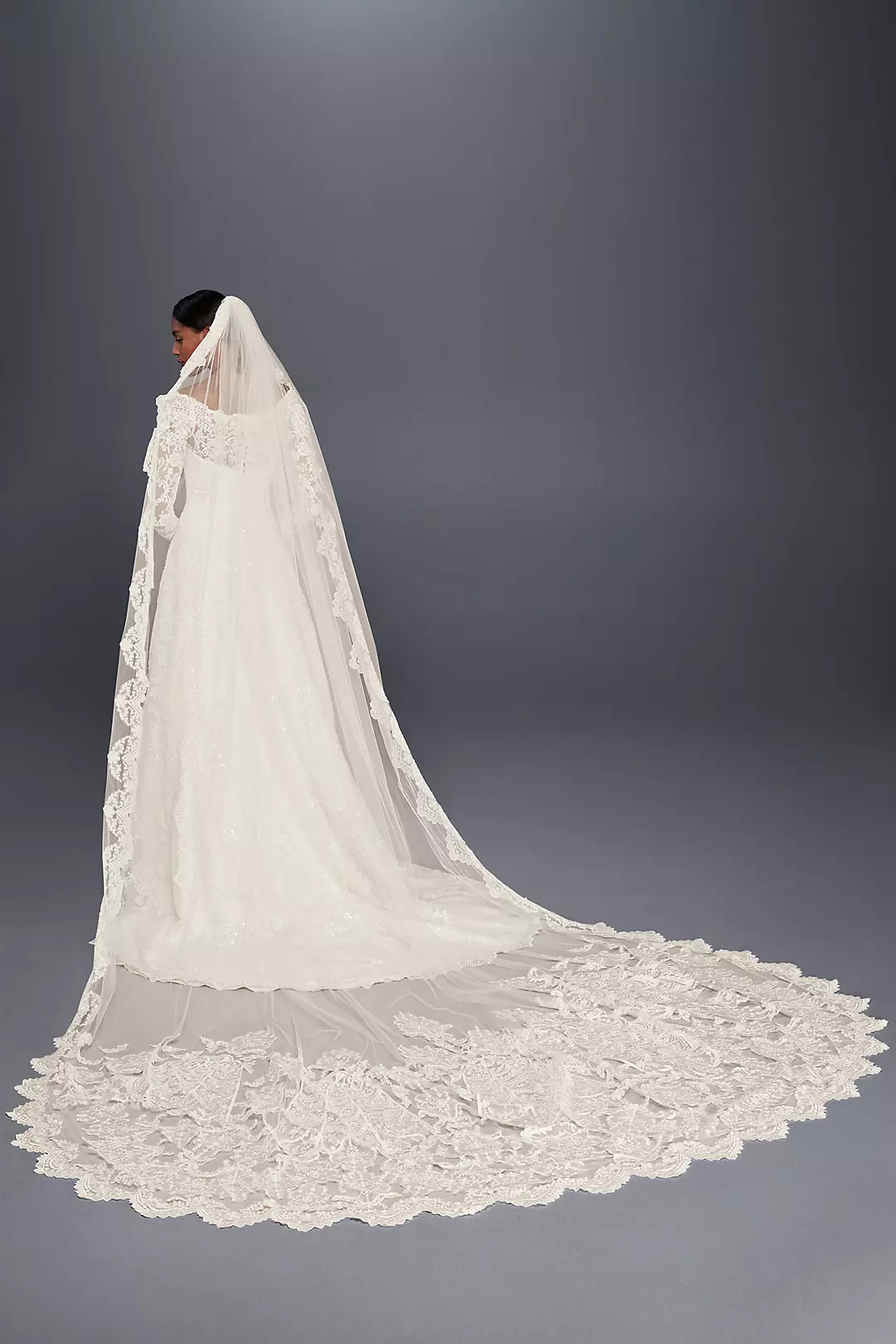 Scalloped-Edge Lace Cathedral Veil  Image