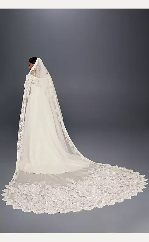 Scalloped-Edge Lace Cathedral Veil  Image 1