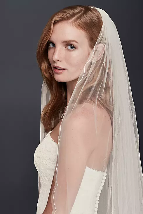 Metallic Lace Cathedral Veil with Pencil Edge  Image 2