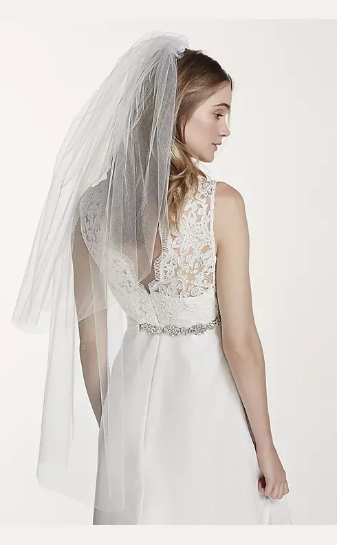 Lunss Short Elbow Length Two-Tier Scalloped Bridal Veil