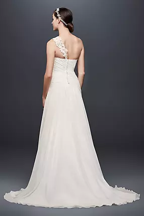 One Shoulder Floral Appliques Gray Wedding Dress One Shoulder Floral Appliques Gray Wedding Dress