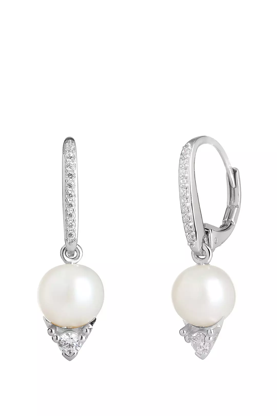 Freshwater Pearl and Cubic Zirconia Drop Earrings Image