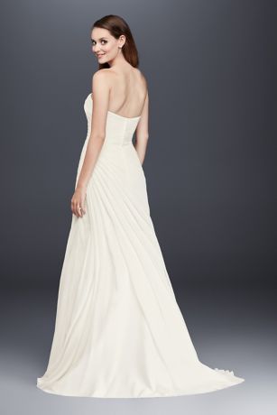 Crinkle Chiffon Wedding Dress with Draping | David's Bridal