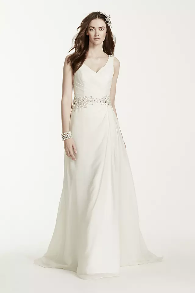 Chiffon A-Line Wedding Dress with Beaded Waist Image