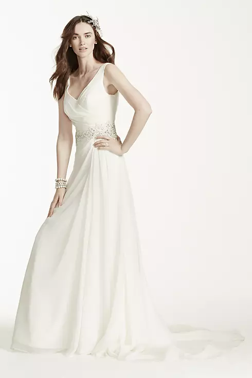 Chiffon A-Line Wedding Dress with Beaded Waist Image 3