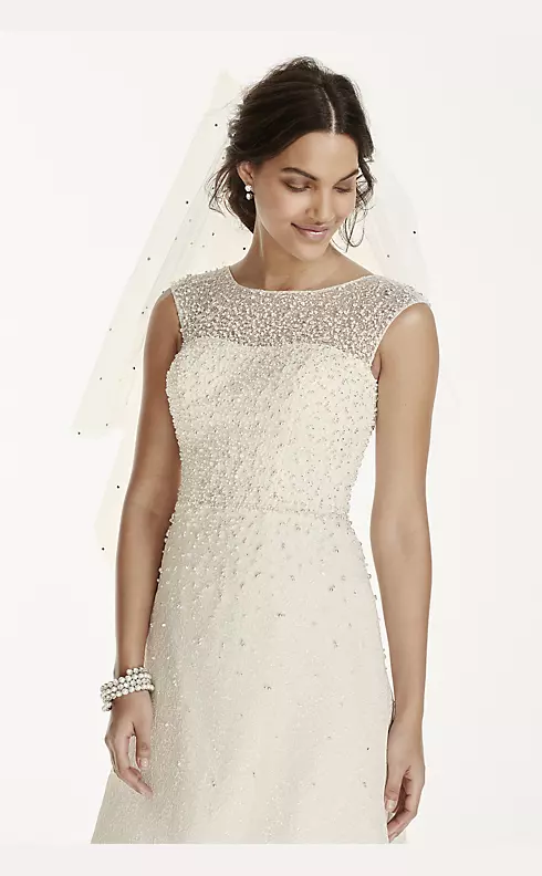 As-Is Cap Sleeve Wedding Dress with Pearl Details Image 3