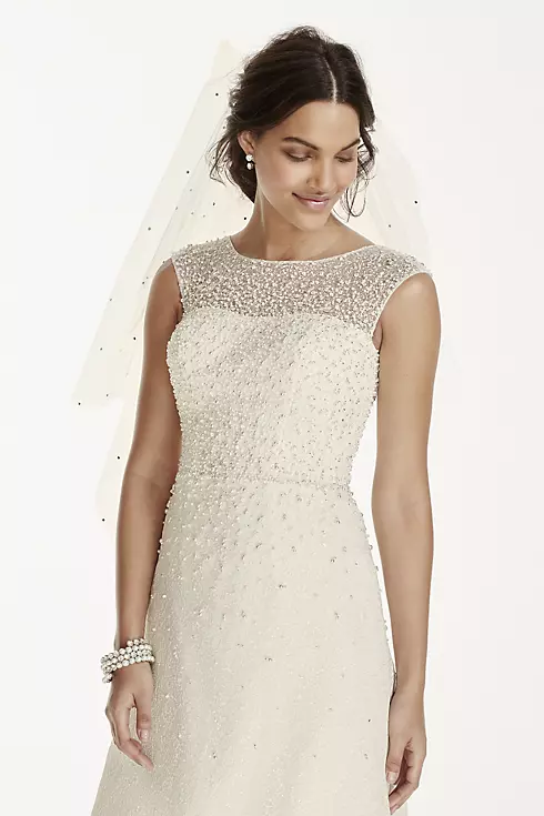As-Is Cap Sleeve Wedding Dress with Pearl Details Image 3