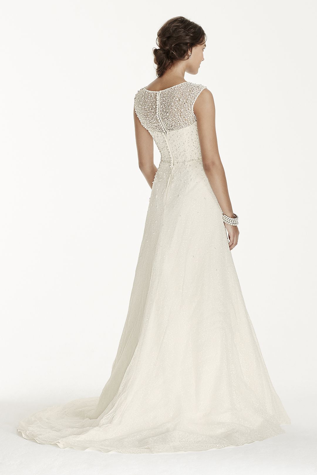 As-Is Cap Sleeve Wedding Dress with Pearl Details Image 4