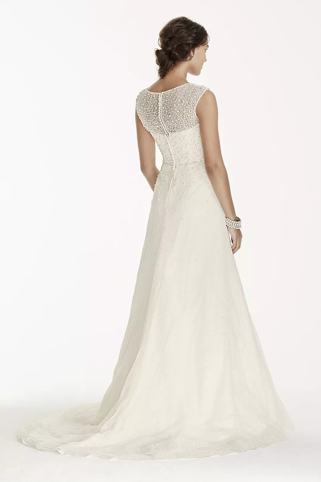 As-Is Cap Sleeve Wedding Dress with Pearl Details Image 2