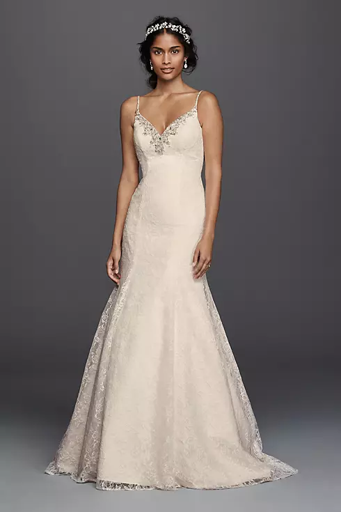 Jewel All over Lace Beaded Trumpet Wedding Dress Image 1