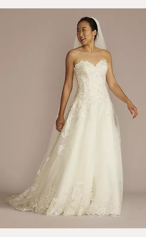 Beaded Lace and Tulle Ball Gown Wedding Dress Image 1