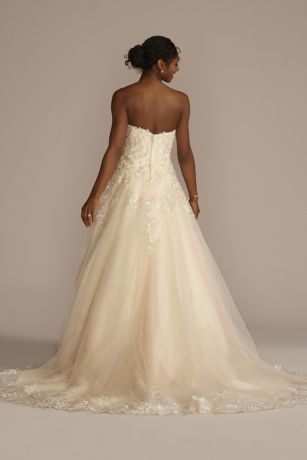 Petite Beaded Lace Tulle Ball Gown Wedding Dress David's Bridal