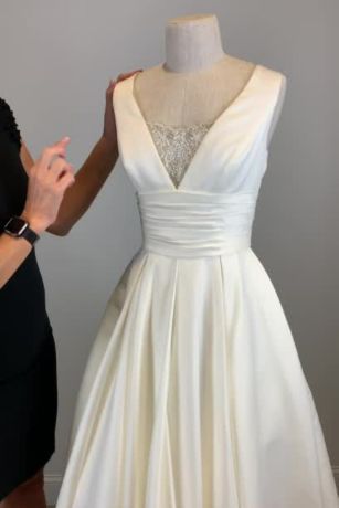satin cummerbund ball gown wedding dress