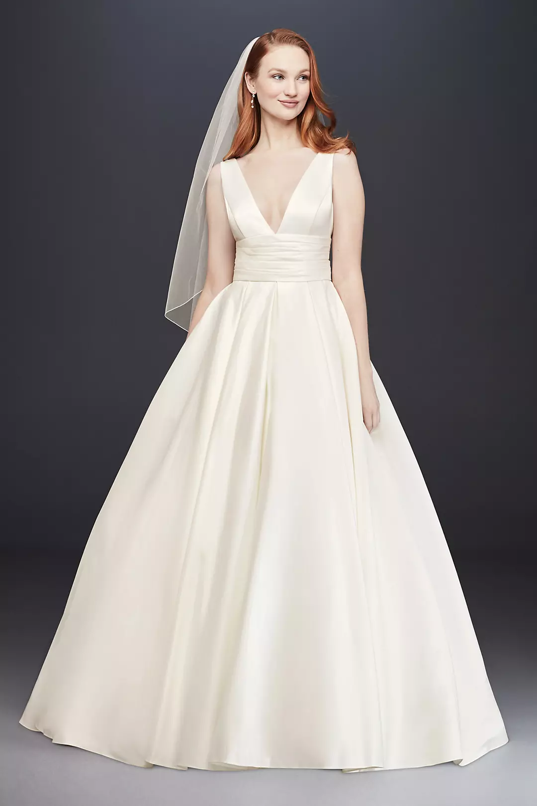 As-Is Satin Cummerbund Ball Gown Wedding Dress  Image