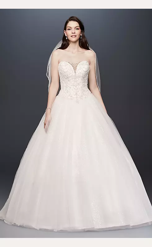 Beaded Illusion Bodice Ball Gown Wedding Dress Image 1