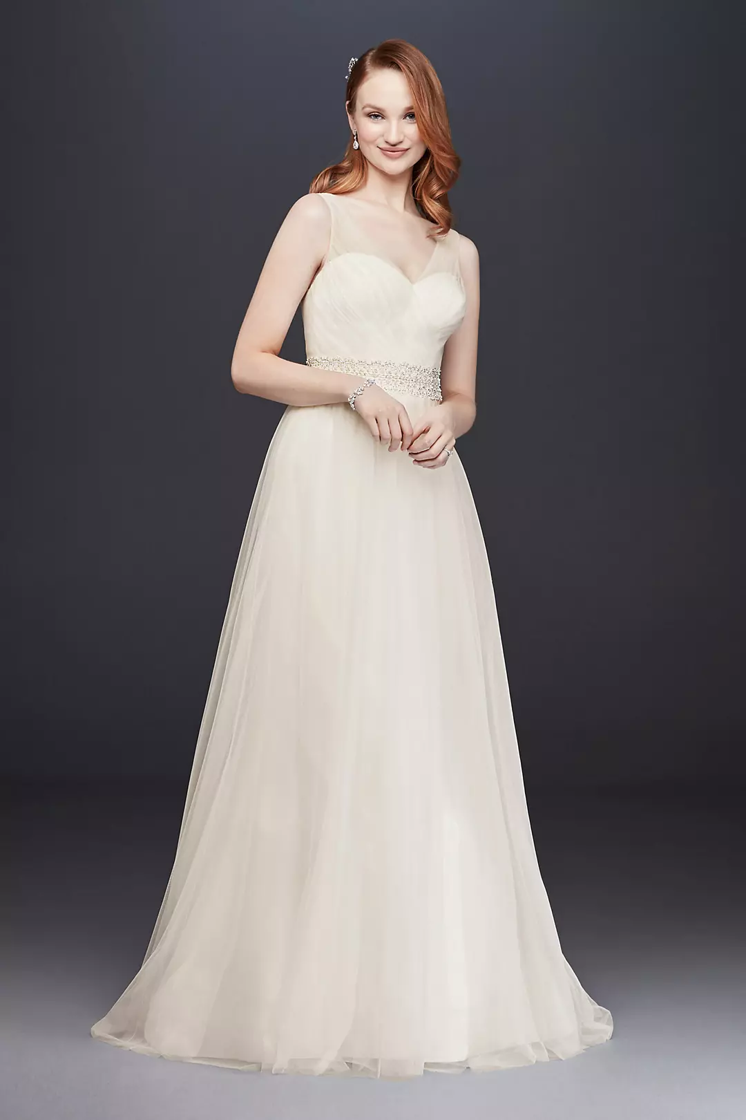 Tulle A-Line Wedding Dress with Beaded Waist Image