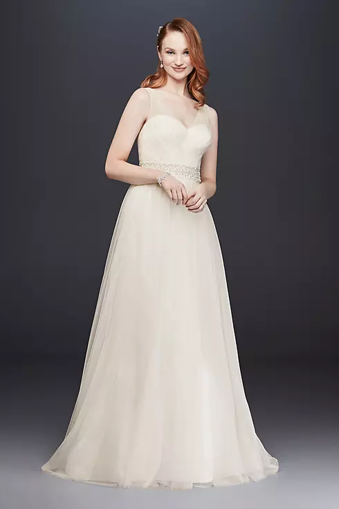 Tulle A-Line Wedding Dress with Beaded Waist Image 1