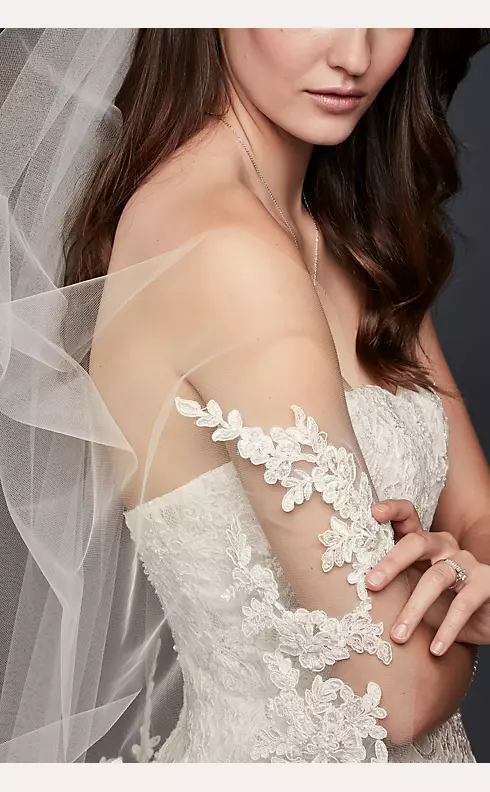 Fingertip length Wedding Veil with Lace VE57