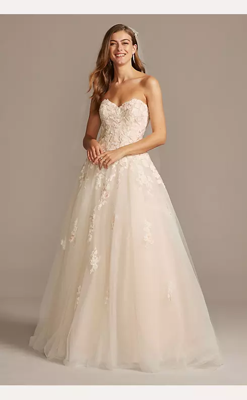 Embroidered Lace Applique Ball Gown Wedding Dress | David's Bridal