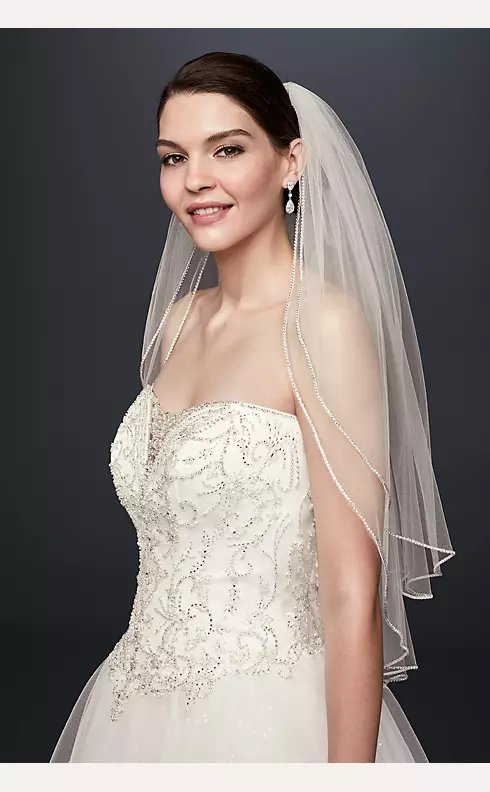 SAMKY 2T 2 Tier Rhinestones Crystal Edge Bridal Wedding Veil