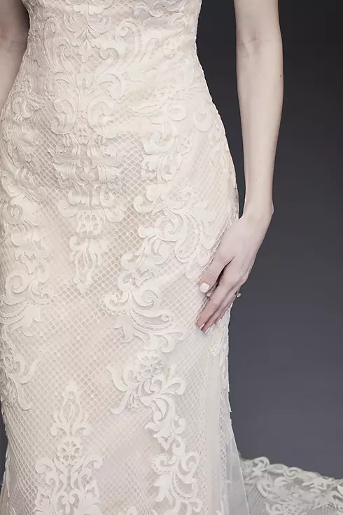 Off the Shoulder Lace Sheath Wedding Dress Image 3