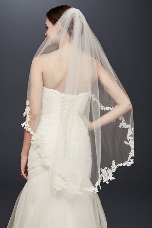 Corded Lace Edge Fingertip Veil | David's Bridal